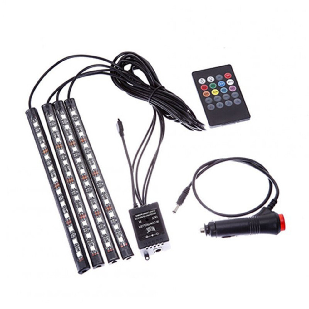 Car Wireless Remote/Music/Voice Control Interior Floor Foot Decoration Led Rgb Neon Lamp Strip Colorful Light 7061857202613