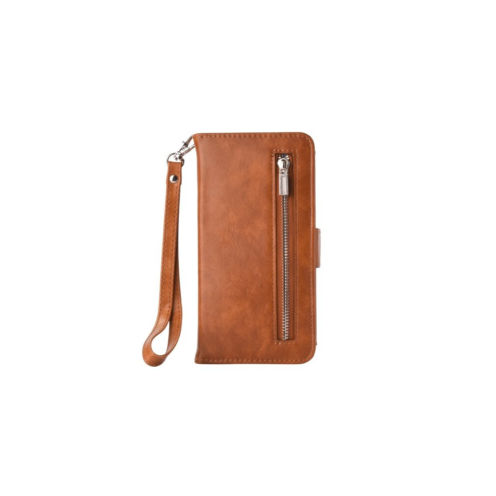 For Galaxy S8 Crazy Horse Texture Zipper Horizontal Flip Leather Case With Detachable Back Protective Case & Card Slots & Photo Frame & Lanyard ( Brown 700000655032