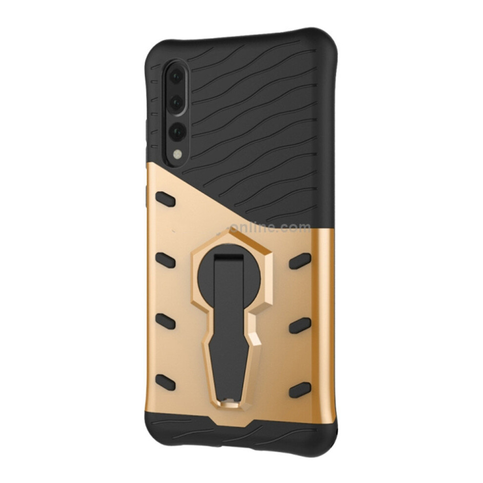 Pc + Tpu Dropproof Sniper Hybrid Case For Huawei P20 Pro, With 360 Degree Rotation Holder(Gold) Gold 777178619494