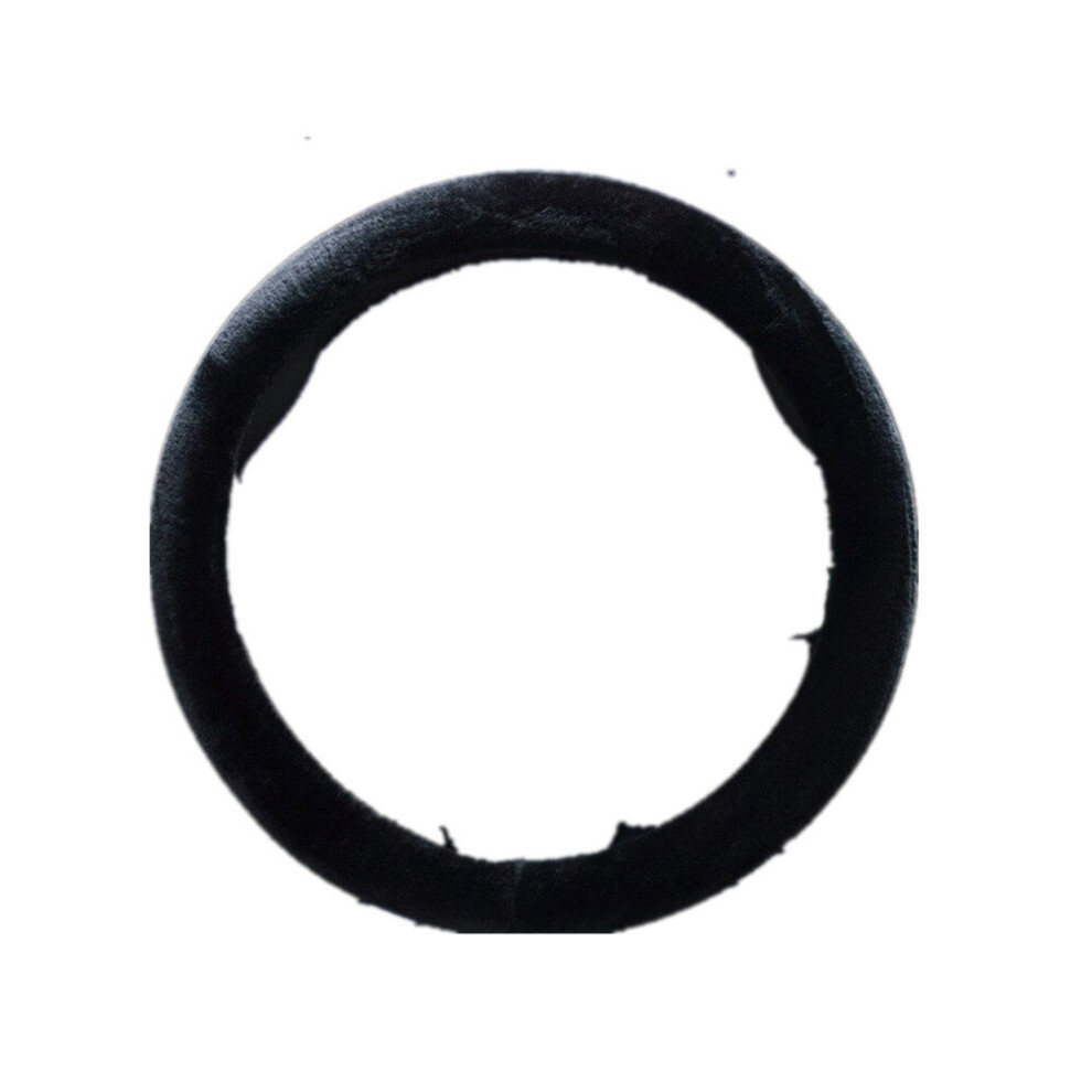 3Pcs 38Cm Car Vehicle Interior Short Plush Warm Steering Wheel Cover Black_38cm 7061857202736