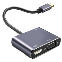 Type-c to Hdmi+vga 4 in 1 Docking Station USBC Concentrator gray