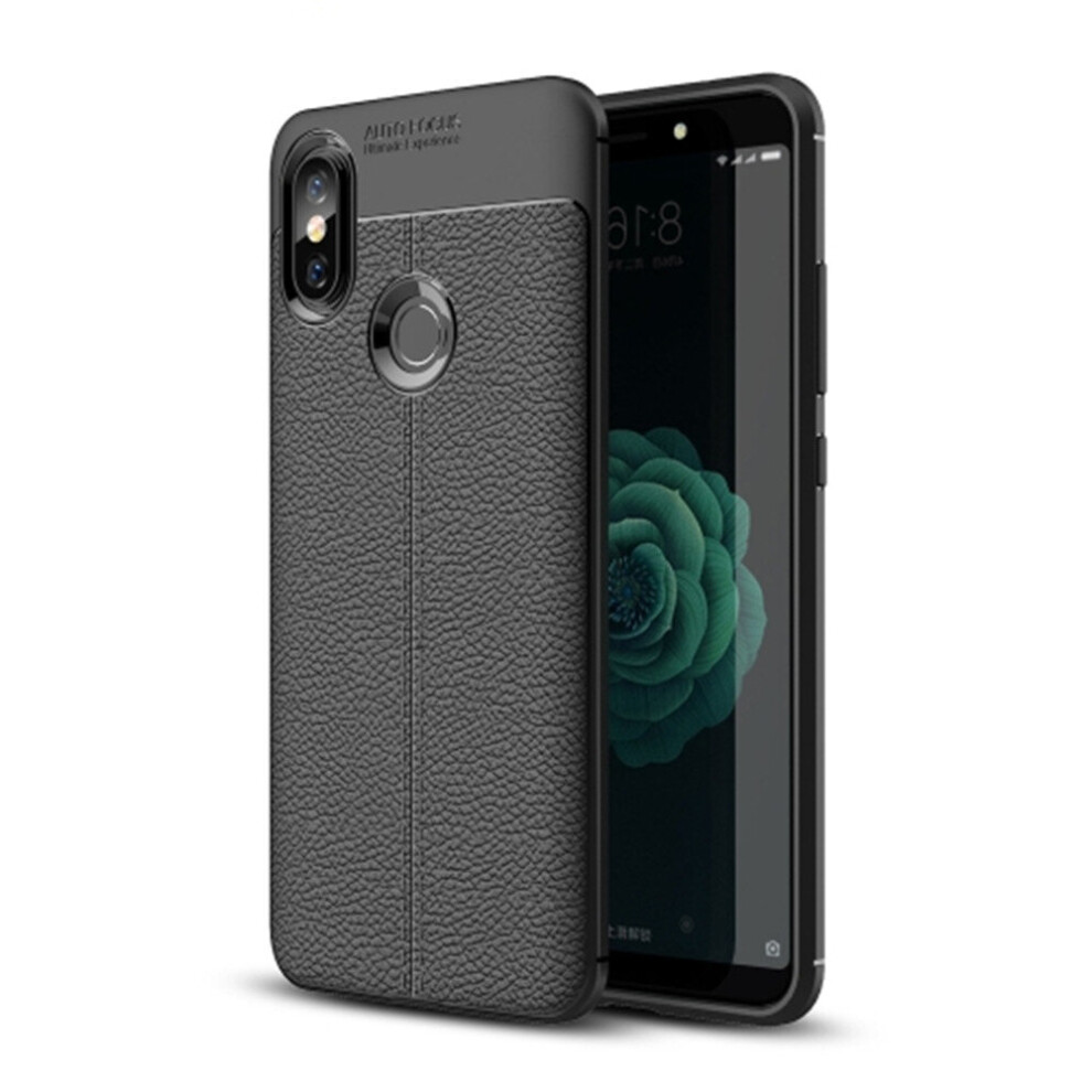 2 Pcs Litchi Texture Tpu Case For Xiaomi Mi 6X(Black) Black 700000662665