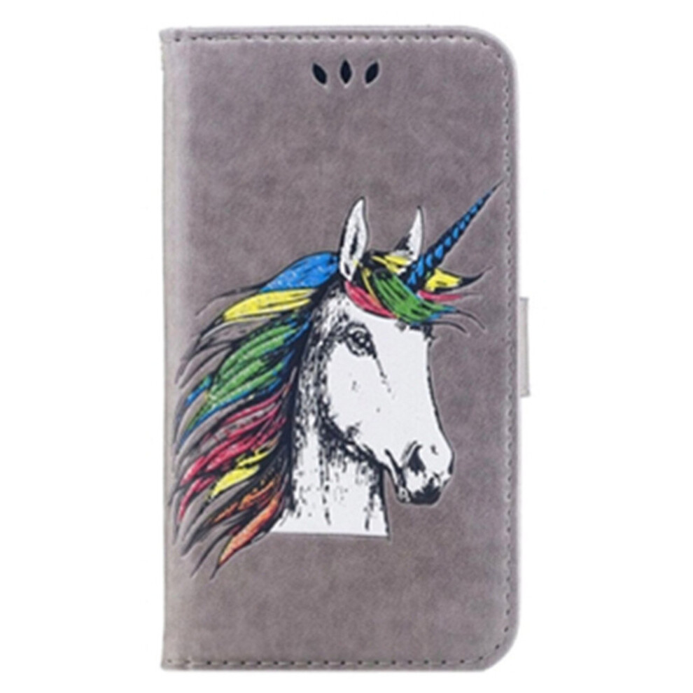 For Xiaomi Redmi Note 4 Unicorn Pattern Horizontal Flip Leather Case With Holder & Card Slots & Wallet (Grey) Grey 700000670103