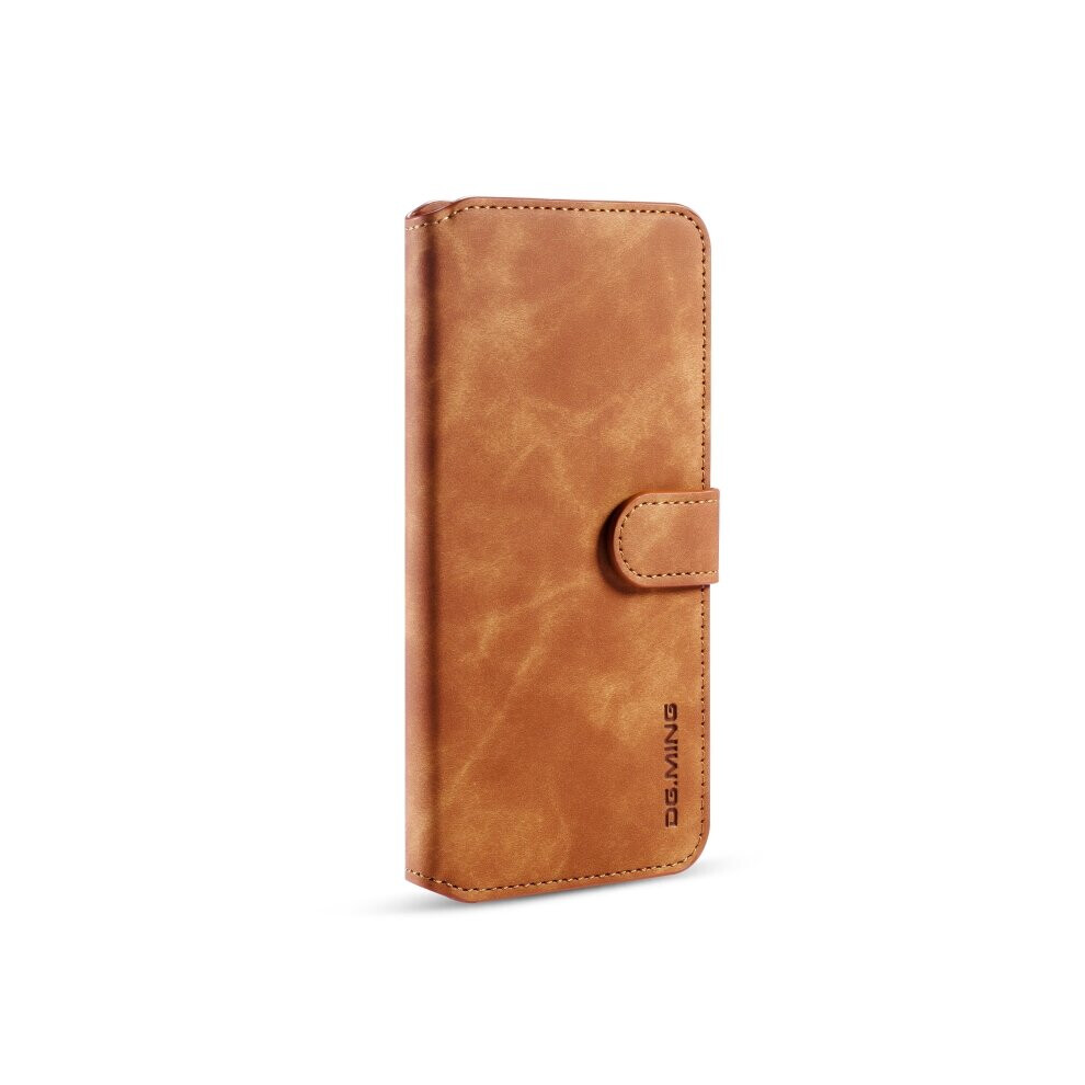 For Oneplus 7T Dg.ming Retro Oil Side Horizontal Flip Case With Holder & Card Slots & Wallet(Brown) Brown 700000665123