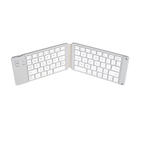 Portable Thin Bluetooth Folding Keyboard Foldable BT Wireless Keypad for IOS/Android/Windows  white