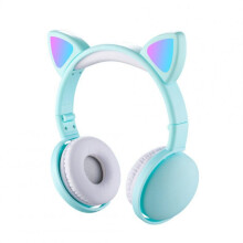 Headset Foldable Cartoon Wireless Cat Ear Headphones Light Bluetooth Headset green