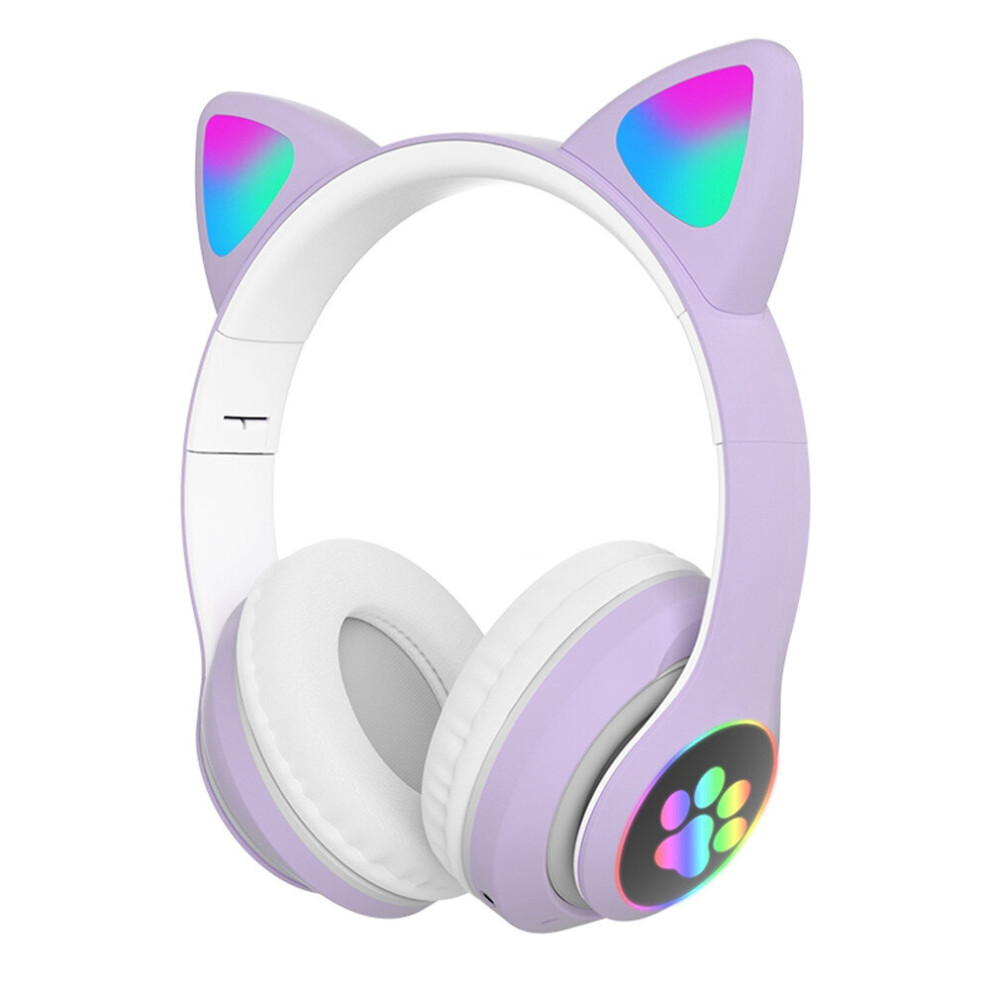 Flash LED Kid Girl Music Wireless Helmet Cute Cat Bluetooth Headphone