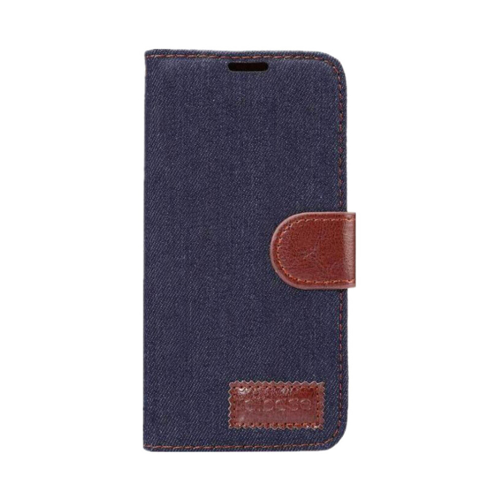 For Galaxy A8+ (2018) Denim Texture Horizontal Flip Leather Case With Holder & Card Slots (Black) Black 777178621916