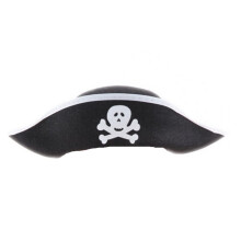 3PC Skull Print Pirate Captain Hat, Christmas Halloween Masquerade Party, Flat type Pirate Hat Performing Props
