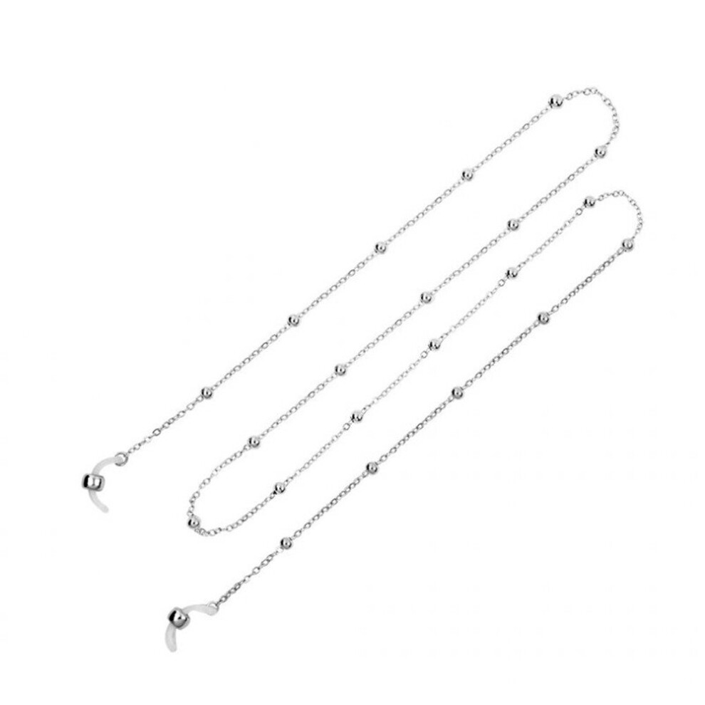Keshen 5 Pcs Woman Fashion Round Beaded Anti-Slip Eyeglasses Chain Silver