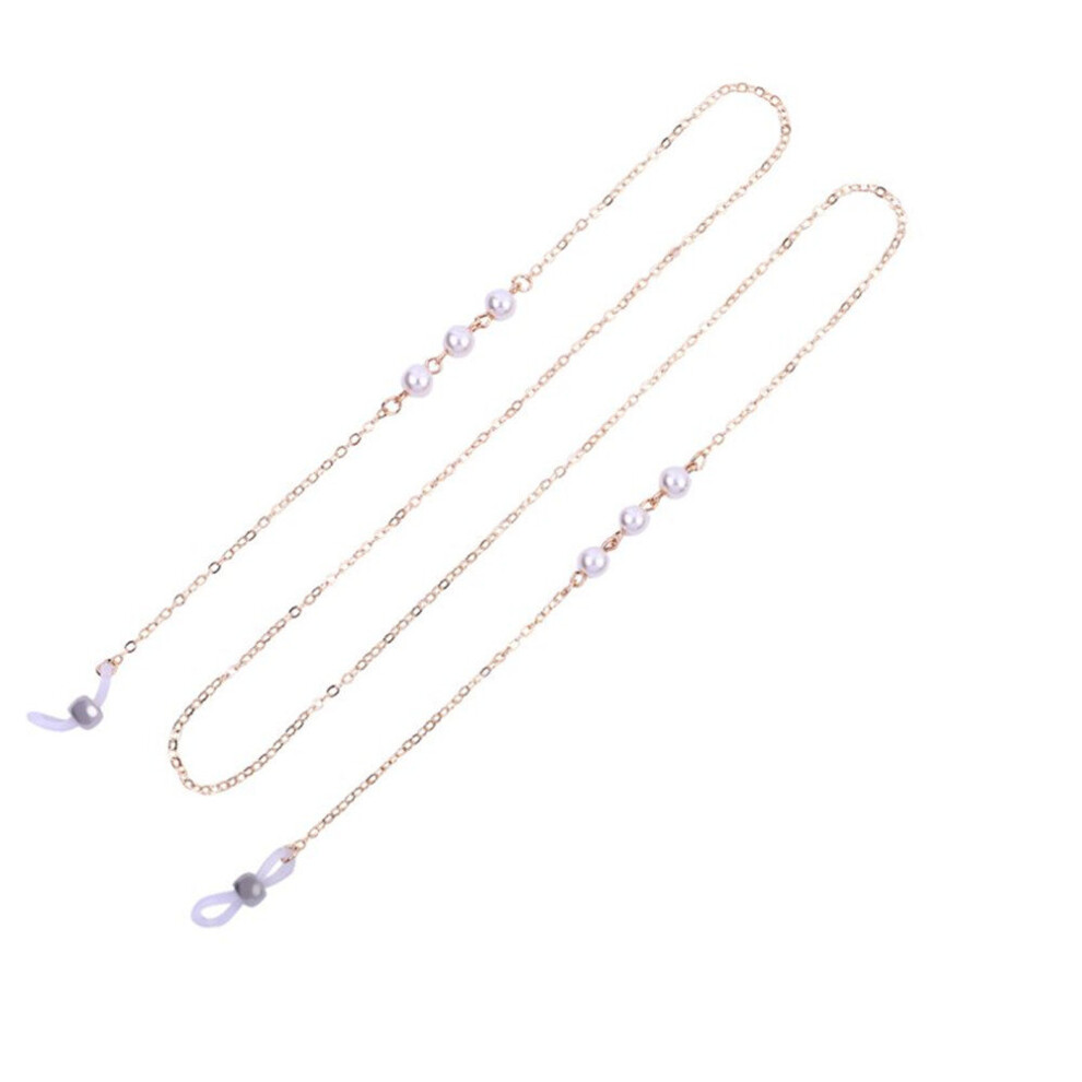 Keshen 2Pcs Fashion Eyeglasses Chain Pearl Decoration Sweet Style Eyeglasses Antiskid Chain Gold