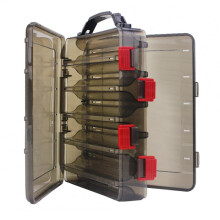 Fishing Bait Box Multi-function Double Deck Sided Wooden Shrimp Plastic Fishing Tackle Box Tool Container Case Gun color translucent