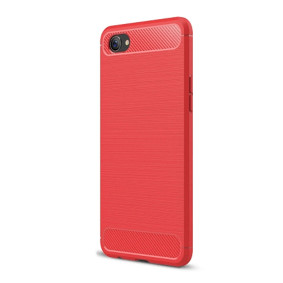 2Pc Brushed Texture Carbon Fiber Shockproof Tpu Case For Oppo Realme 1(Red) Red 700000657852