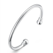 Silver plated copper Smooth Solid Bead Bracelet Cufflinks Bangles for Women Men Wedding Engagement Party Jewelry