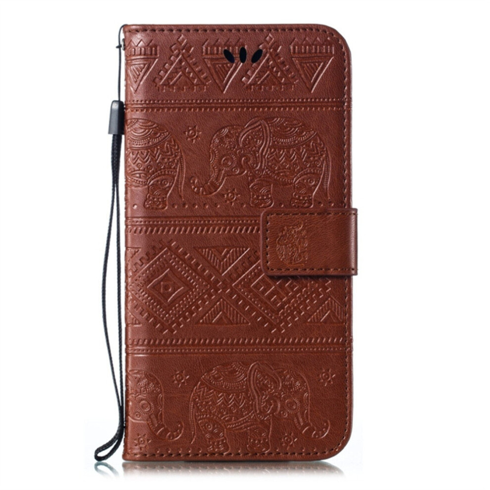 Elephant Embossing Horizontal Flip Leather Case With Holder & Card Slots & Wallet & Lanyard For Huawei P30 Lite(Brown) Brown 700000635034
