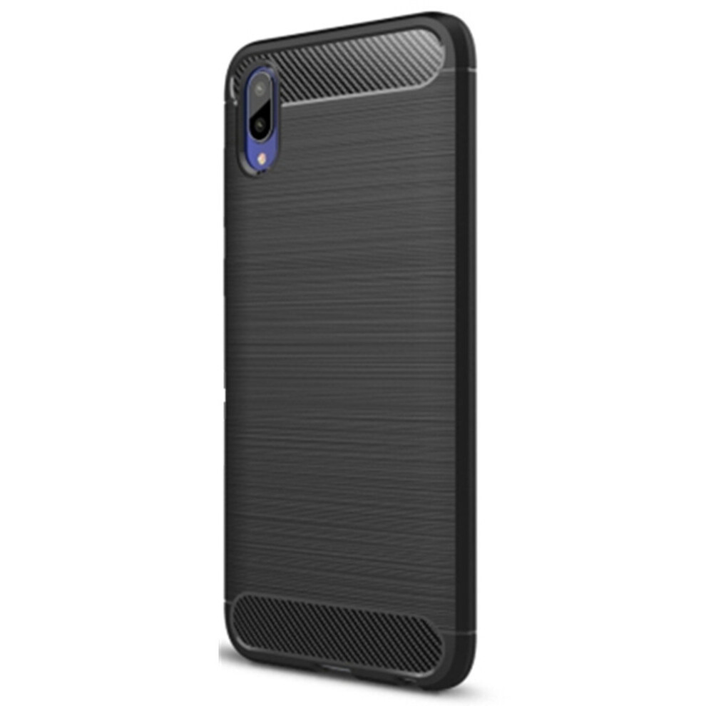 2Pcs Brushed Texture Carbon Fiber Shockproof Tpu Case For Vivo Y97 (Black) Black 700000657913