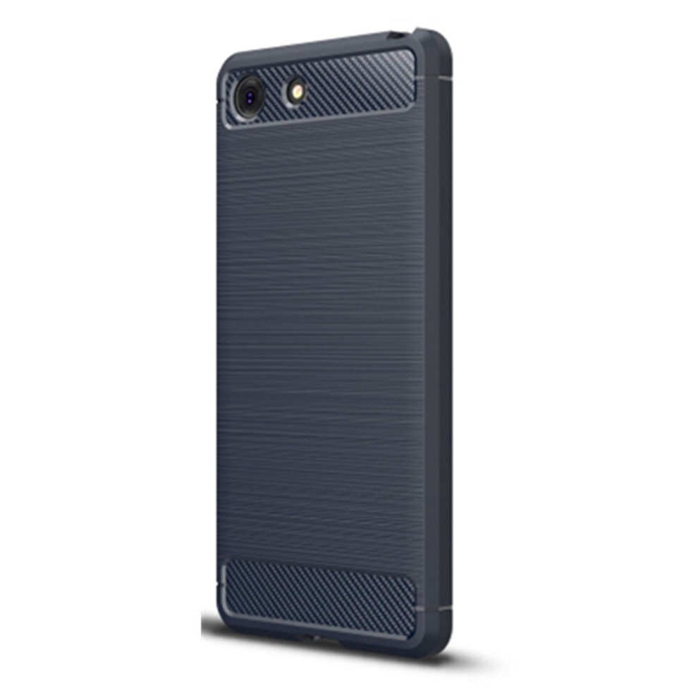 2Pcs Brushed Texture Carbon Fiber Shockproof Tpu Case For Sony Xperia Xz4 Compact (Navy ) Blue 700000660371