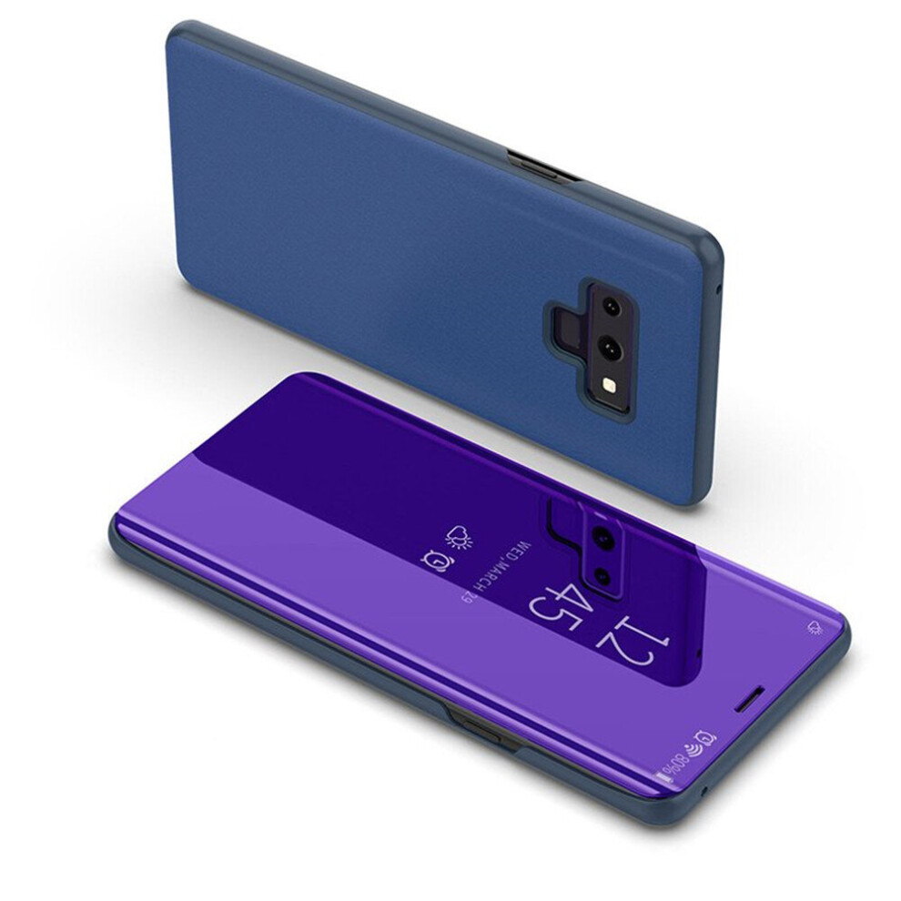 For Samsung Galaxy Note 9 Luxury Mirror View Flip Case Stand Shockproof Cover purple