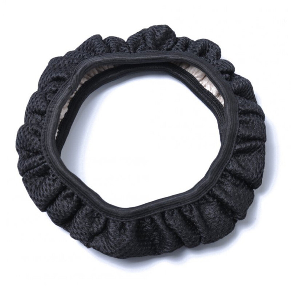 3Pcs 38Cm Diameter Ice Silk Fabric None Aprons Steering Wheel Sleeve Cover _A0275 Black 7061857200602