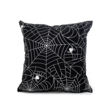 3 Pcs Halloween Series Hot Stamping Pattern Throw Pillow Cover Black bottom spider_45*45cm