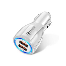 2PCS 18W 3.1A Car Charger Fast Charger 3.0 Universal Dual USB Adapter for Samsung Xiaomi 8 Mobile Phone white_Car charger