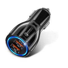 2Pcs 3.1A Car Charger Fast Charger 3.0 Universal Dual USB Adapter for Samsung Xiaomi 8 Mobile Phone black_Car charger