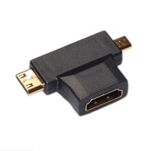 3 in 1 HDMI to Micro HDMI male Mini HDMI male 1.4 Female cable adapter T Shape converter for HDTV 1080P hdmi cables