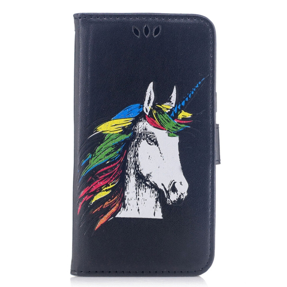 For Galaxy S8 Unicorn Pattern Horizontal Flip Leather Case With Holder & Card Slots & Wallet (Black) Black 777178622357