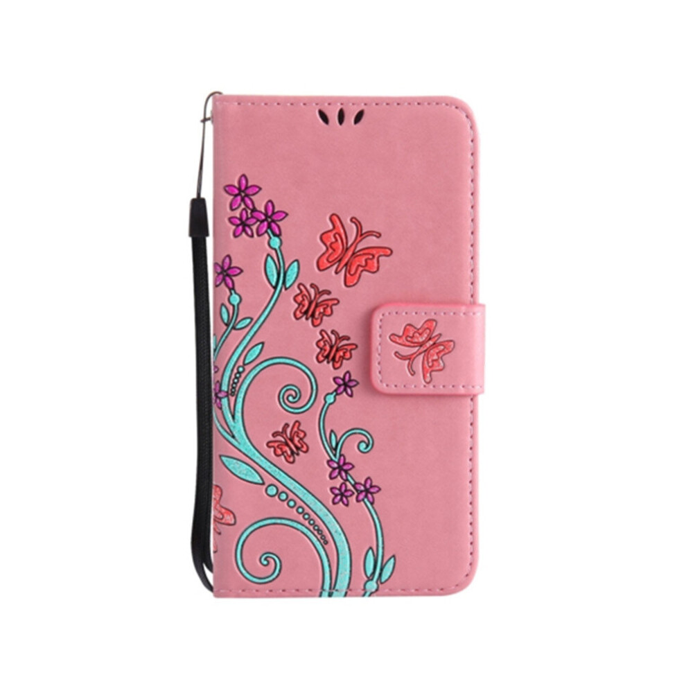 For Lg K8 Painted Butterfly Pattern Horizontal Flip Leather Case With Holder & Card Slots & Wallet & Lanyard(Pink) Pink 700000668001