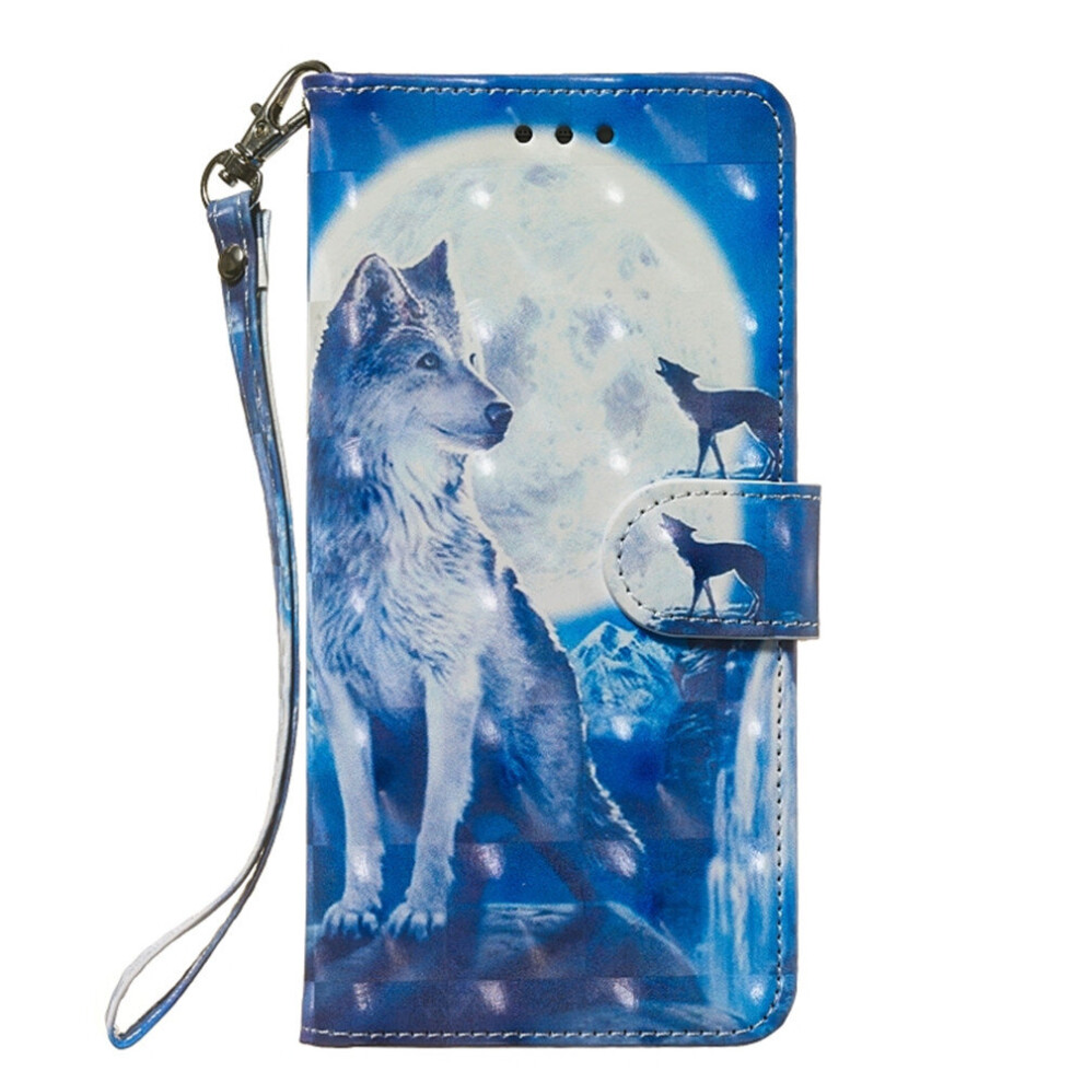 3D Painting Pattern Coloured Drawing Horizontal Flip Pu Leather Case With Holder & Card Slots & Wallet For Galaxy S10(Wolf) 700000638004