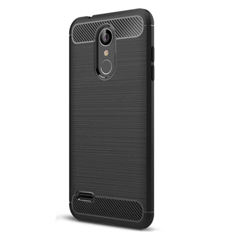 2Pcs Brushed Texture Carbon Fiber Shockproof Tpu Case For Lg K8 2018 (Black) Black 700000655469