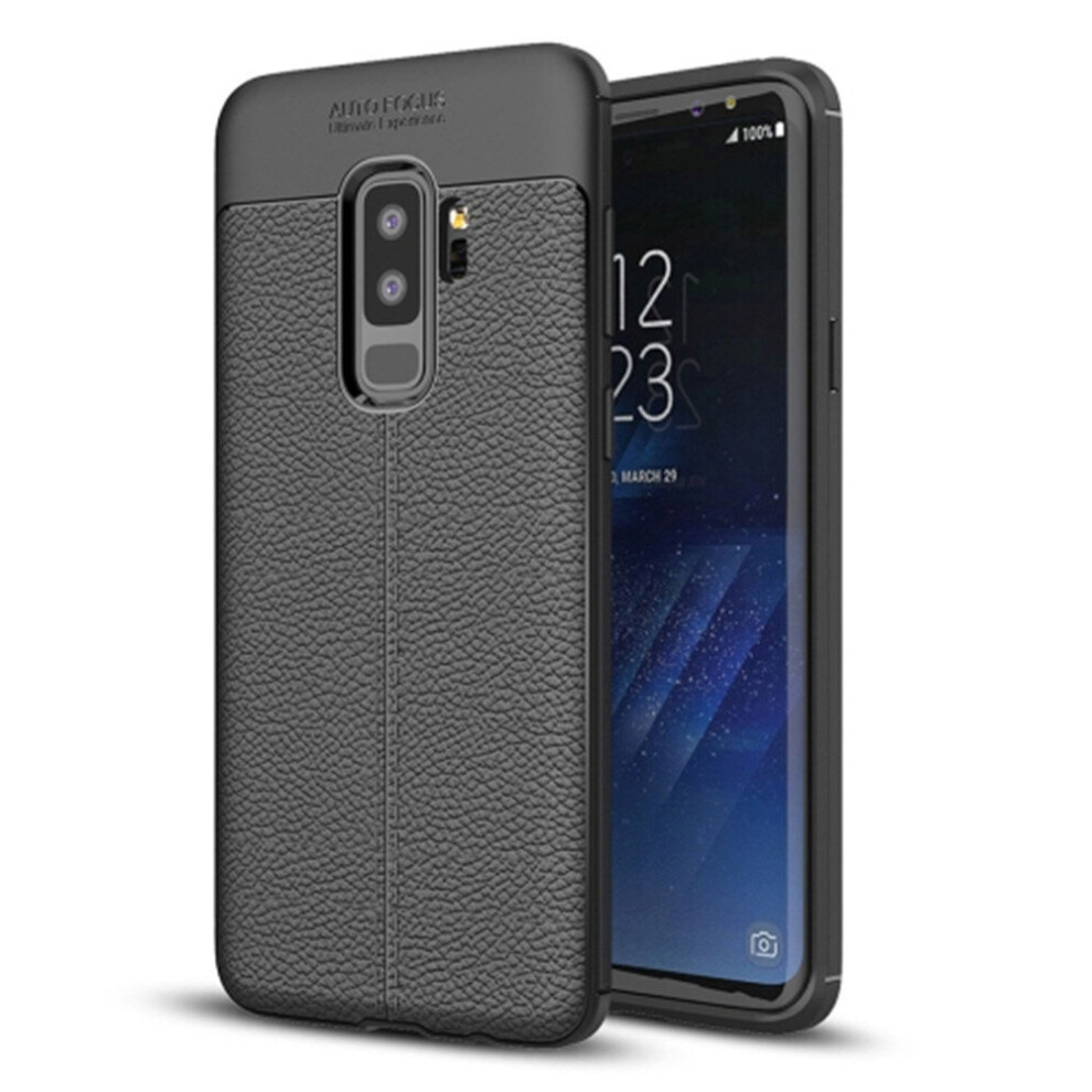 For Galaxy S9+ Litchi Texture Soft Tpu Anti-Skip Protective Cover Back Case(Black) Black 700000655483