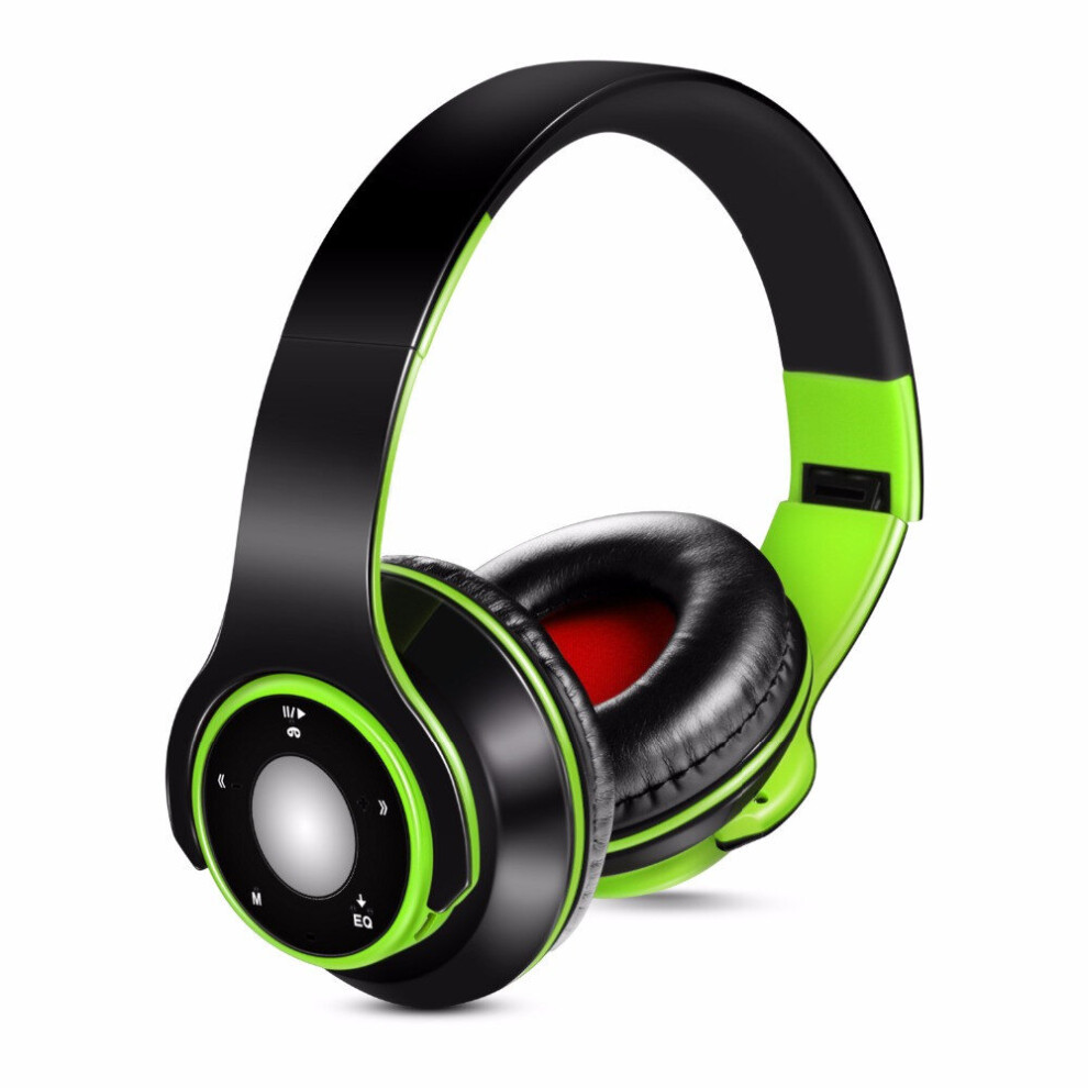 Wireless Stereo Bluetooth Headphones Built-In Mic Soft Earmuffs Sports Headset Green 7061857278120
