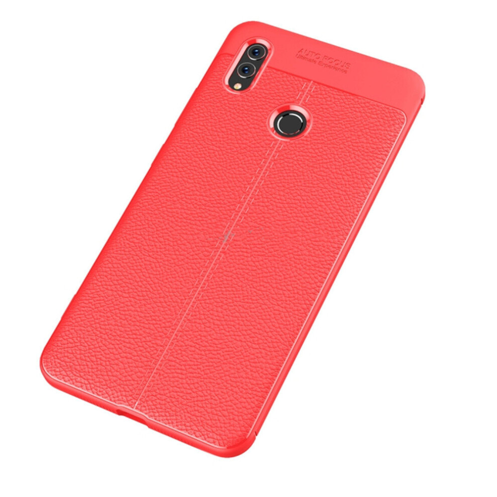 2 Pcs Litchi Texture Tpu Shockproof Case For Huawei Honor Note 10(Red) Red 700000655476