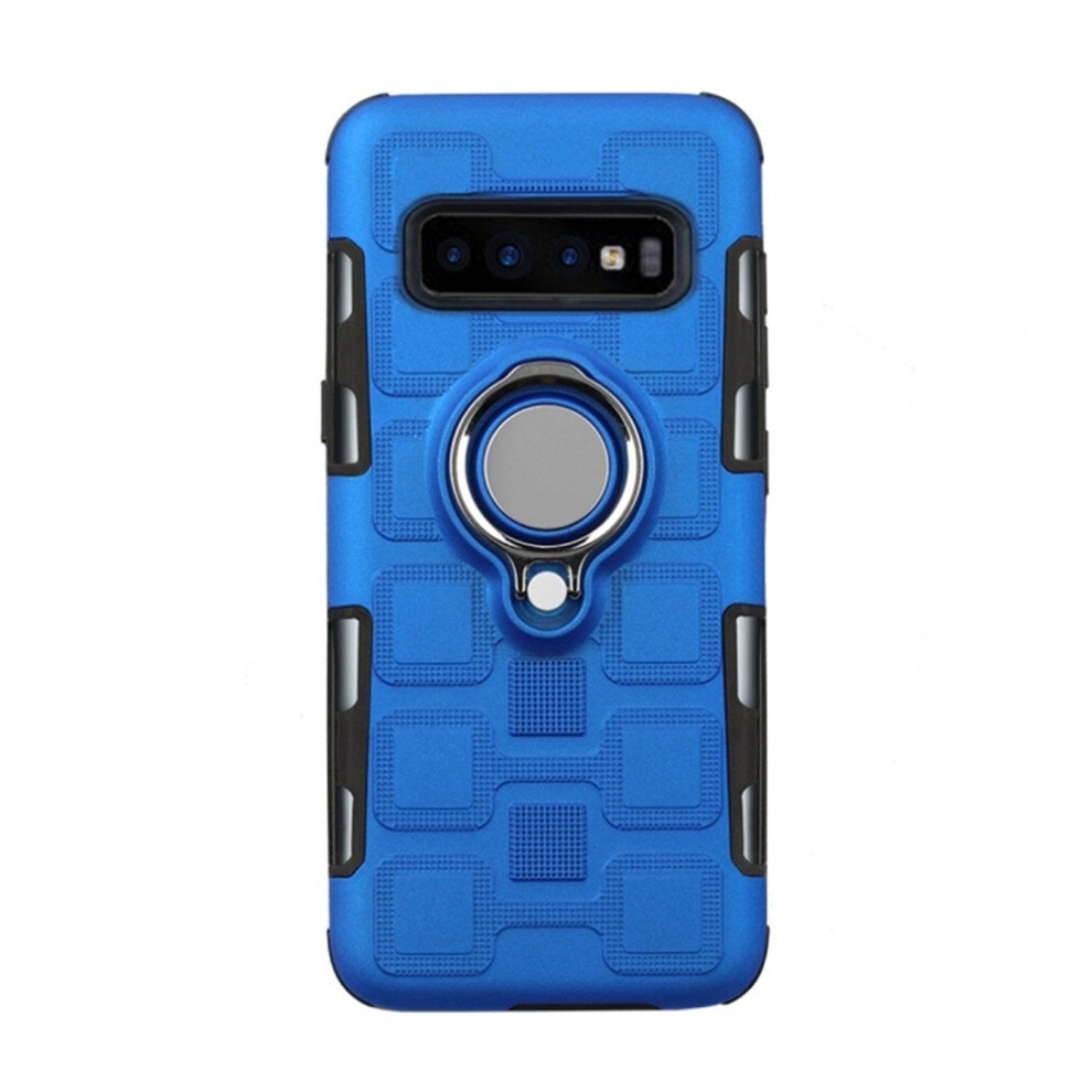 For Galaxy S10+ 2 In 1 Cube Pc + Tpu Protective Case With 360 Degrees Rotate Ring Holder(Blue) Silver 700000638066