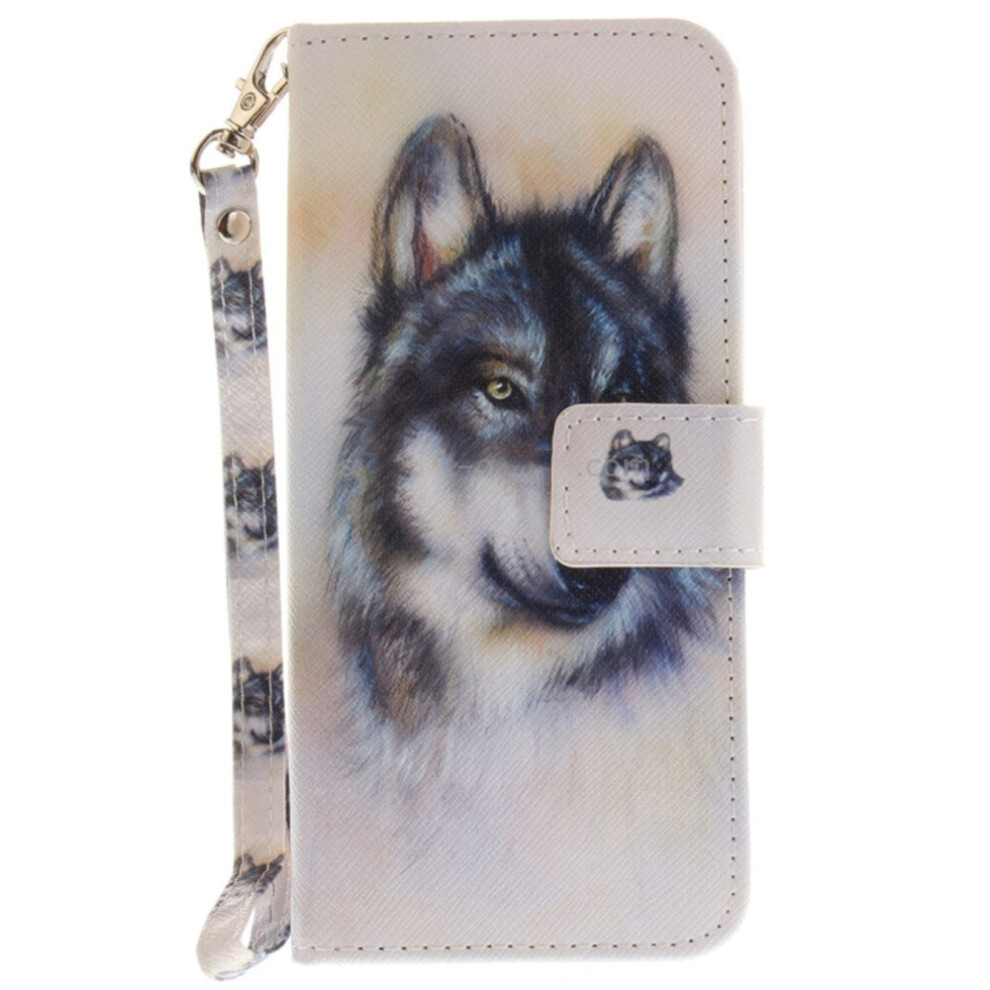 For Lg K10 (2017) Wolf Pattern Horizontal Flip Leather Case With Holder & Card Slots & Wallet & Lanyard 700000670530
