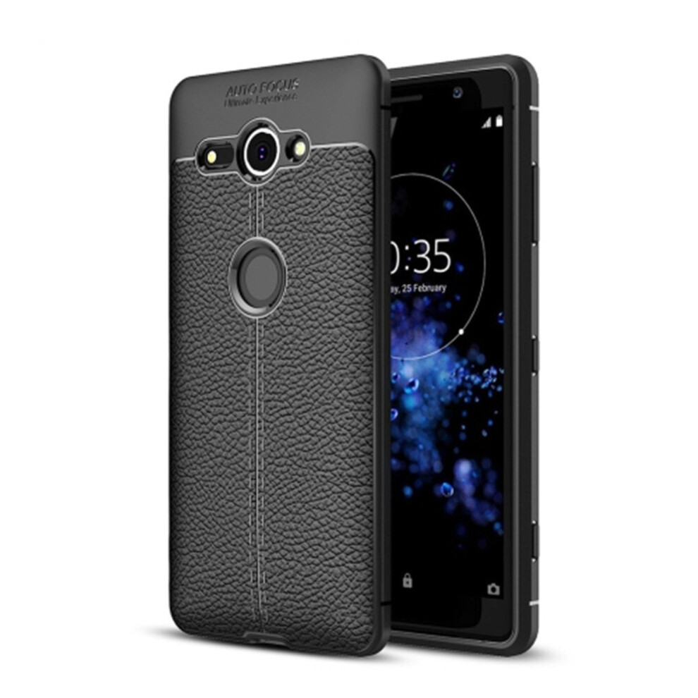 For Sony Xperia Xz2 Compact Litchi Texture Soft Tpu Protective Back Cover Case(Black) Black 700000663136