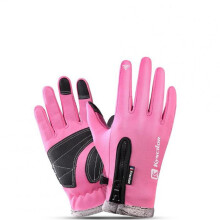 Autumn Winter Warm Telefingers Gloves Riding Driving Thicken Gloves for Men Pink_L