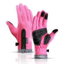 Autumn Winter Warm Telefingers Gloves Riding Driving Thicken Gloves for Men Pink_XL