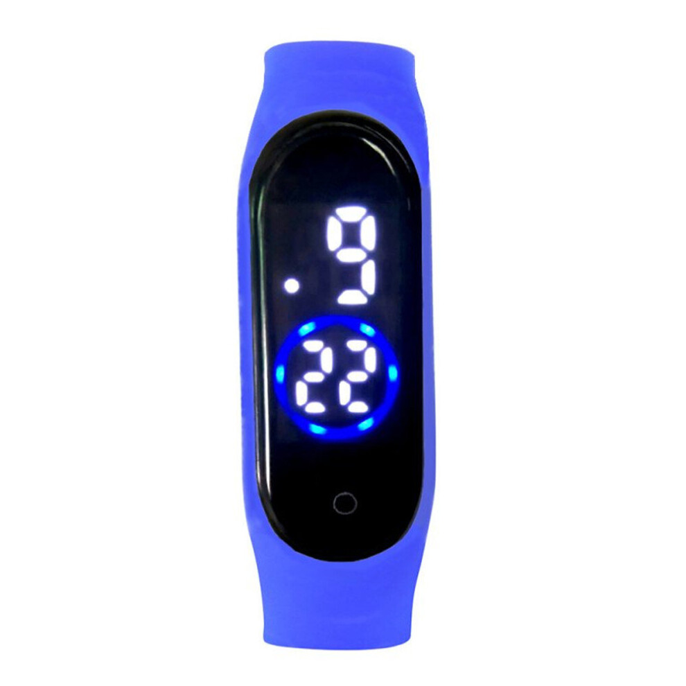 2 Pcs M4 Touch Movement Diving Swimming Fitness Smart LED Bracelet with Month Day Time Display Waterproof royal blue