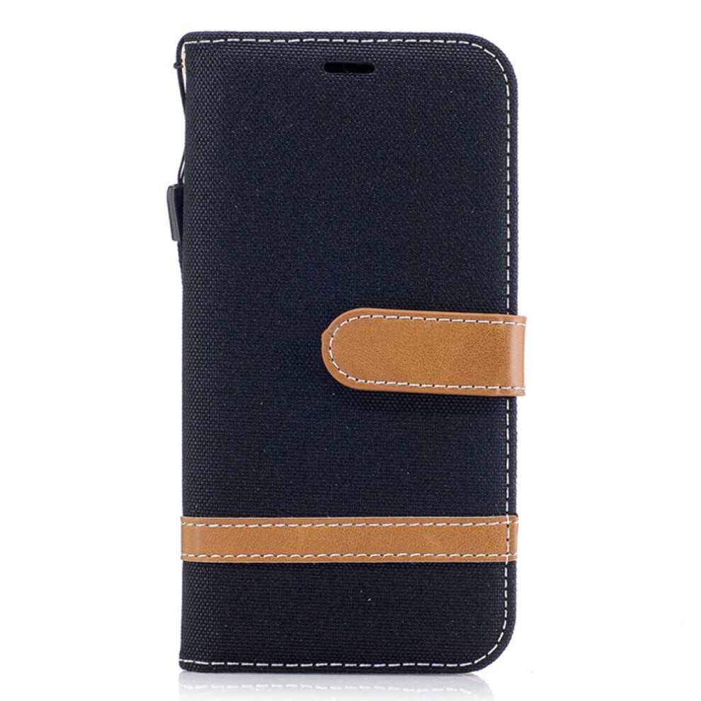 For Galaxy J5 (2017)Denim Texture Leather Case With Holder & Card Slots & Wallet & Lanyard (Black) Black 777178622586