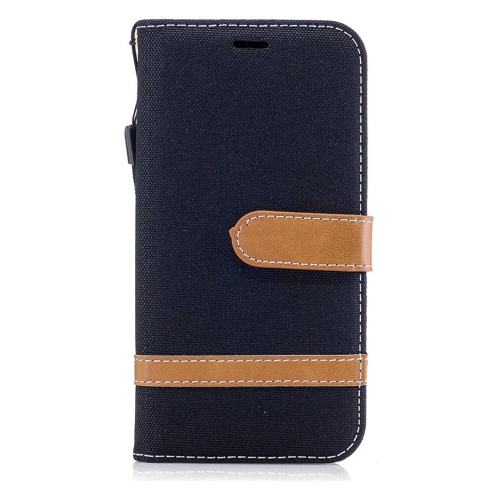 For Galaxy J3 (2017) / J330 ( Eu Version) Denim Texture Leather Case With Holder & Card Slots & Wallet & Lanyard (Black) Black 777178622609