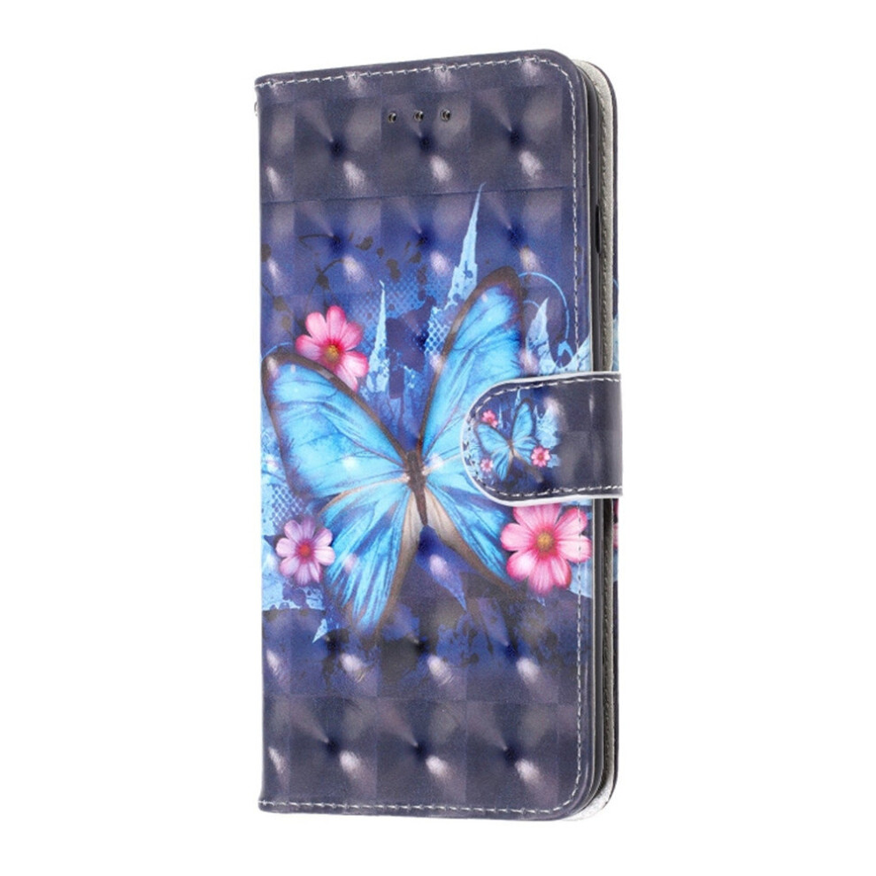 3D Visual Painting Horizontal Flip Leather Case For Galaxy S10e, With Holder & Card Slots & Wallet & Lanyard( Butterfly) Blue 700000665697