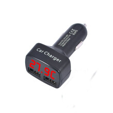 4 in 1 Dual USB Car Charger DC 5V 3.1A Universal with Voltage/temperature/Current Meter Tester Adapter LED Display