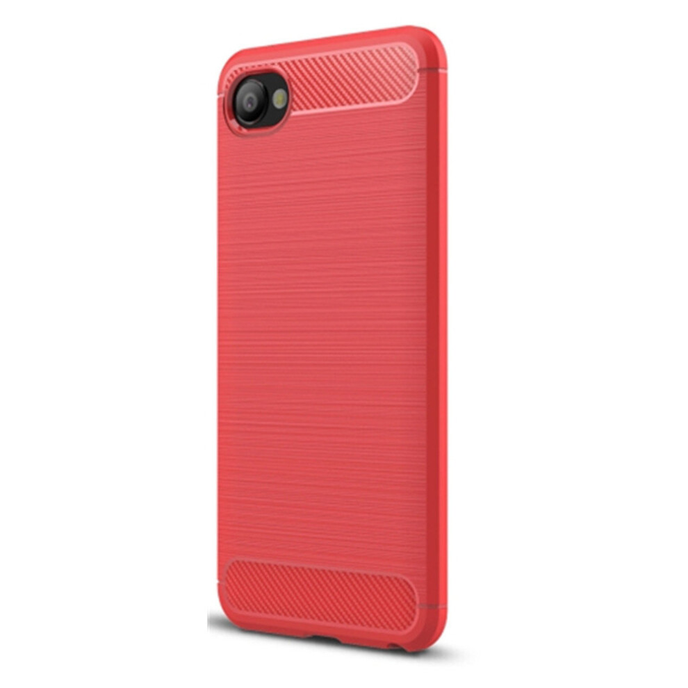 2Pcs Brushed Texture Carbon Fiber Shockproof Tpu Case For Htc Desire 12 (Red) Red 700000658293