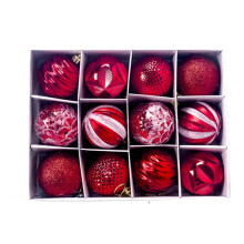 12pcs Christmas Ball 6cm Christmas Tree Ball Decor Bauble Party Hanging Ornament for Home Xmas Decoration Gifts A red