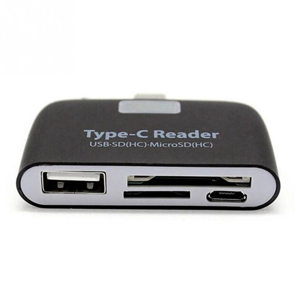 Keshen Usb-C Card Reader & Otg Hub - Usb 3.1, Sd/Tf Card Support, Type-C Reversible, Usb Output, For Macbook, Windows & Android, Black