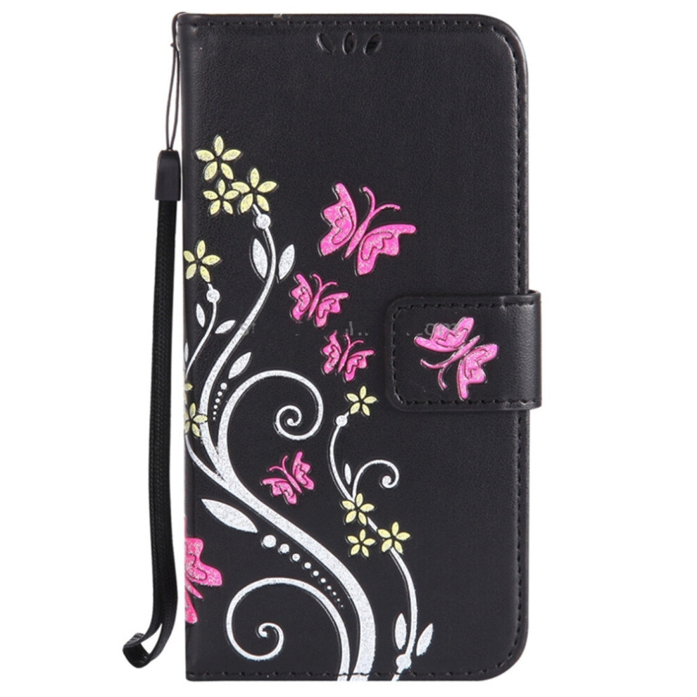 For Galaxy S8 Pressed Flowers Butterfly Pattern Horizontal Flip Leather Case With Holder & Card Slots & Wallet & Lanyard(Black) Black 777178622678