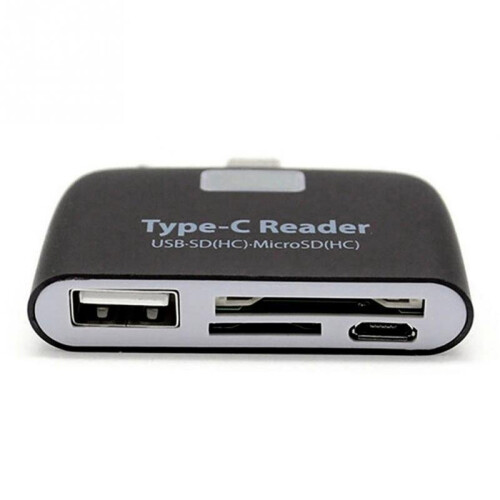 USB-C Card Reader & OTG Hub - USB 3.1, SD/TF Card Support, Type-C Reversible, USB Output, for MacBook, Windows & Android, Black 1