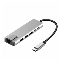 6-in-1 USB-C Hub Multi-port Adapter USB Type C Hub Adapter Dock with 4K HDMI RJ45 Ethernet Lan USB Charge As shown